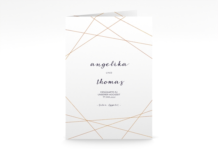 Menükarte Hochzeit Asymmetry A5 Klappkarte hoch weiss