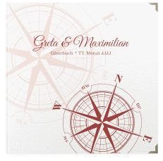 Klick: Details zu Gästebuch Selection Hochzeit "Windrose" anzeigen Gästebuch Selection Hochzeit Windrose Leinen-Hardcover rot