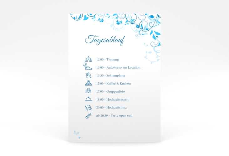 Tagesablauf Poster Hochzeit Lilly 50 x 70 cm Poster blau