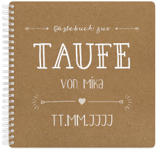 Gästebuch Taufe Lettering Ringbindung Kraftpapier
