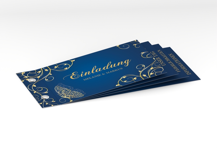Hochzeitseinladung Eternity Booklet blau hochglanz