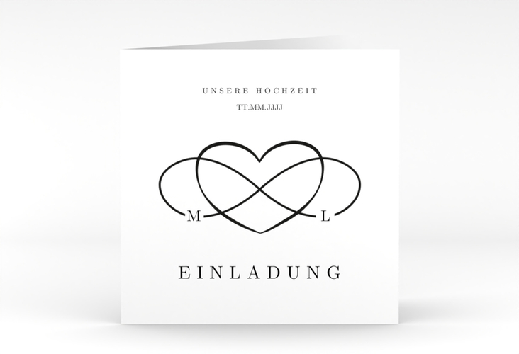 Hochzeitseinladung Infinity quadr. Klappkarte schwarz