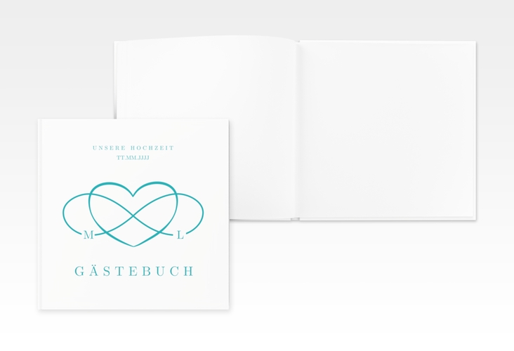 Gästebuch Creation Hochzeit Infinity 20 x 20 cm, Hardcover tuerkis