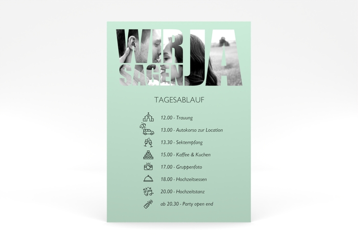 Tagesablauf Poster Hochzeit Letters 50 x 70 cm Poster mint