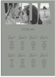 Sitzplan Leinwand Hochzeit Letters 50 x 70 cm Leinwand gruen
