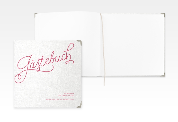 Gästebuch Selection Geburtstag Schwungvoll Leinen-Hardcover pink