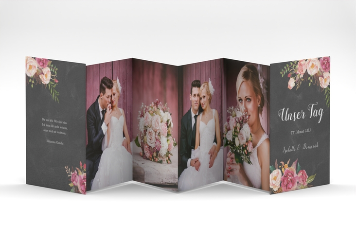 Foto-Leporello Hochzeit Flowers Leporello mit bunten Aquarell-Blumen