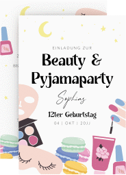 Einladungskarte Kindergeburtstag Beauty A6 Karte hoch bunt