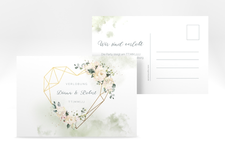 Verlobungskarte Hochzeit Adore A6 Postkarte gruen