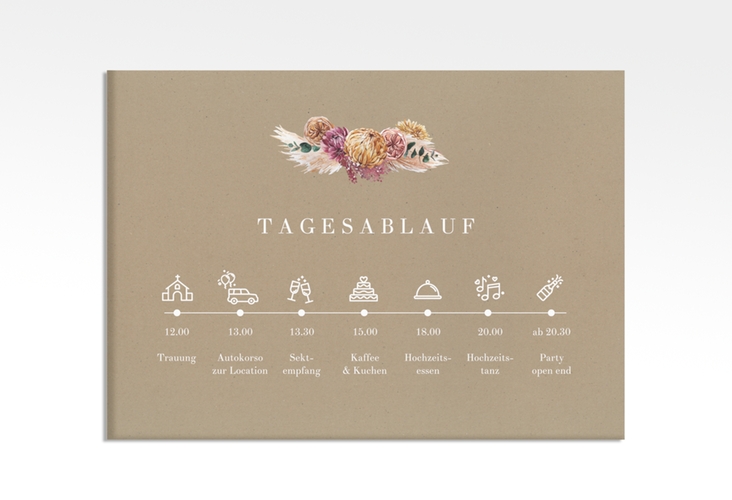 Tagesablauf Leinwand Hochzeit Bohochic 70 x 50 cm Leinwand