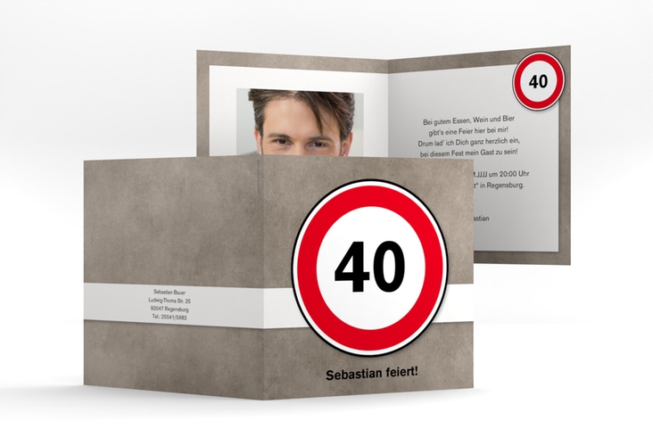 Einladung 40. Geburtstag Emil/Emma quadr. Klappkarte