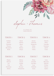 Klick: Details zu Sitzplan Leinwand Hochzeit "Blooming" anzeigen Sitzplan Leinwand Hochzeit Blooming 50 x 70 cm Leinwand weiss