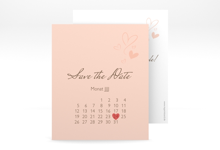 Save the Date-Kalenderblatt Purity Kalenderblatt-Karte apricot hochglanz