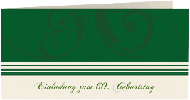 Einladung 60. Geburtstag Katharina lange Klappkarte quer gruen