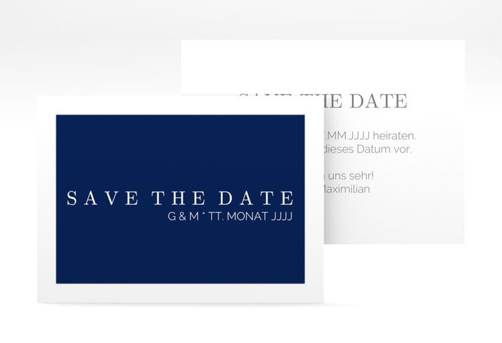 Save the Date-Visitenkarte Simply Visitenkarte quer blau hochglanz