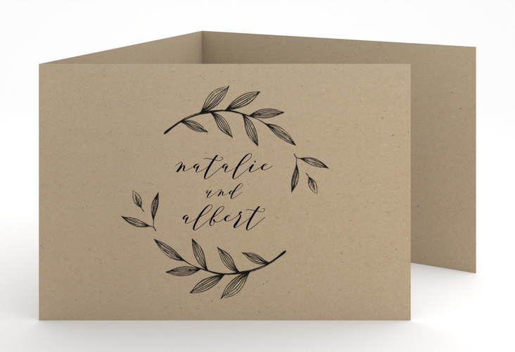 Hochzeitseinladung Naturelove A6 Doppel-Klappkarte schwarz hochglanz