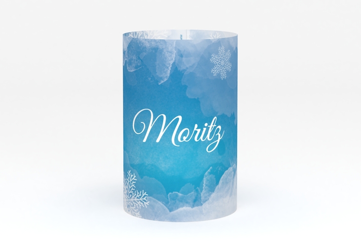 Windlicht Hochzeit Frozen Windlicht blau mit Winter-Design