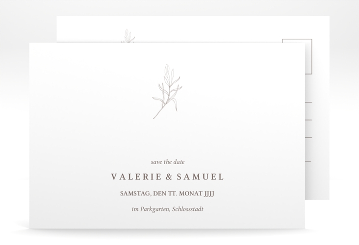 Save the Date-Postkarte Ivy A6 Postkarte minimalistisch mit kleiner botanischer Illustration