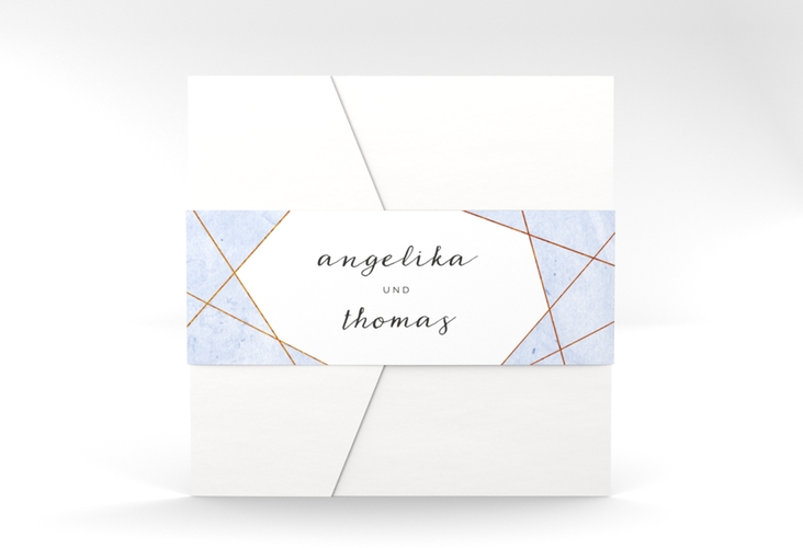 Hochzeitseinladung Asymmetry Pocketfold blau hochglanz