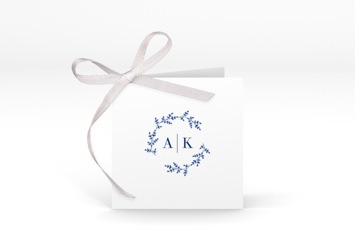 Geschenkanhänger Hochzeit Filigrana Geschenkanhänger 10er Set blau in reduziertem Design mit Initialen und zartem Blätterkranz