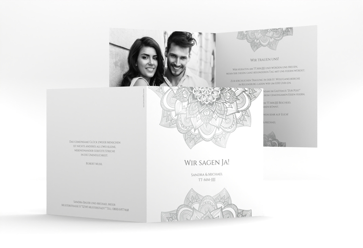 Hochzeitseinladung Delight quadr. Klappkarte grau