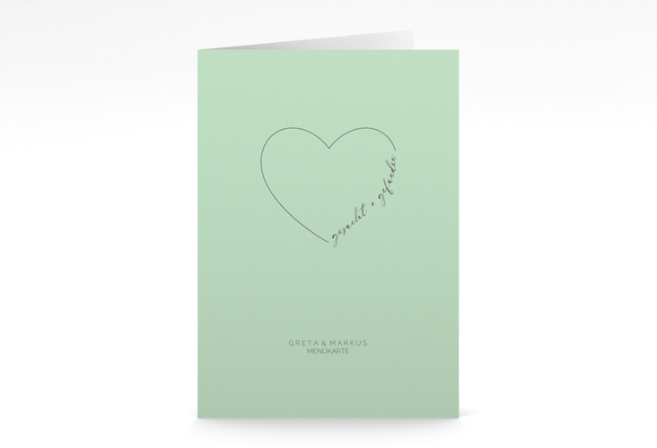 Menükarte Hochzeit Lebenstraum A5 Klappkarte hoch mint hochglanz