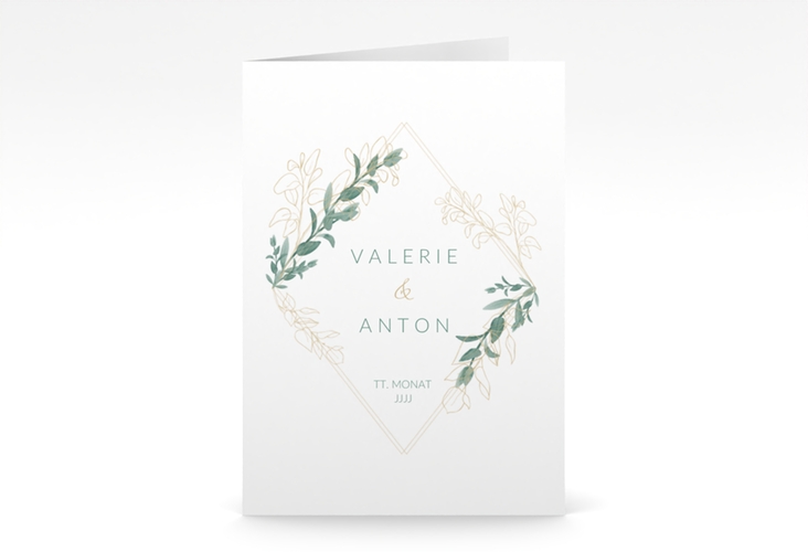 Danksagungskarte Hochzeit Verde A6 Klappkarte hoch weiss