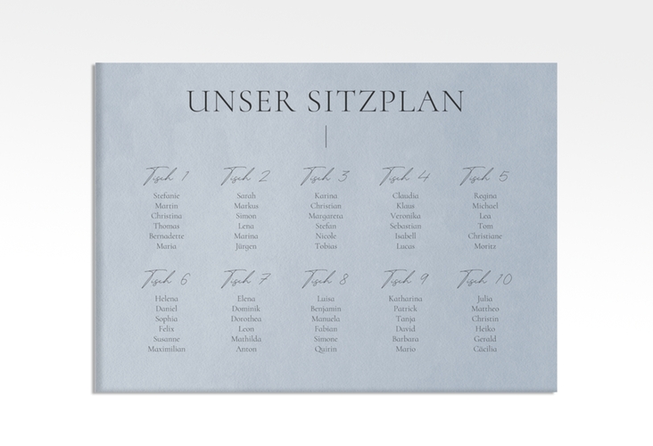Sitzplan Leinwand Hochzeit Hochzeitsfreude 70 x 50 cm Leinwand blau