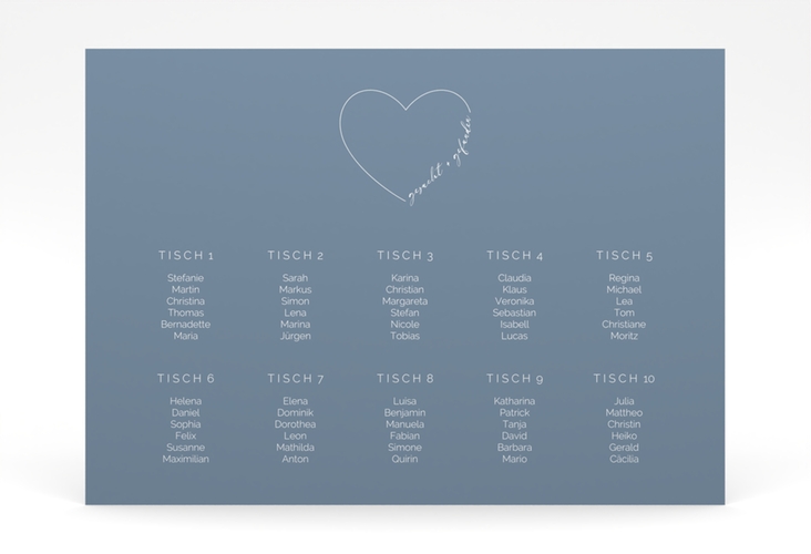 Sitzplan Poster Hochzeit Lebenstraum 70 x 50 cm Poster blau