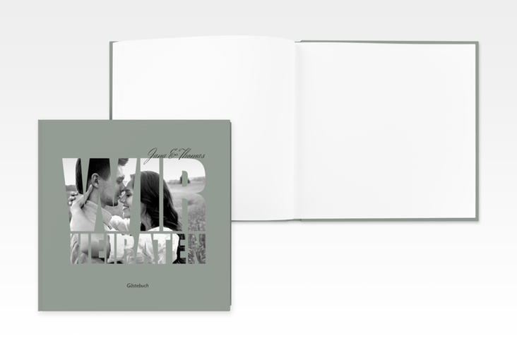 Gästebuch Creation Hochzeit Letters 20 x 20 cm, Hardcover gruen
