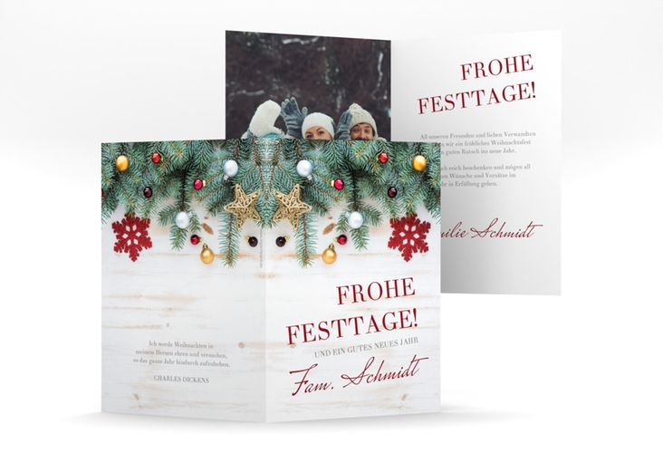 Weihnachtskarte Weihnachtsschmuck A6 Klappkarte hoch hochglanz