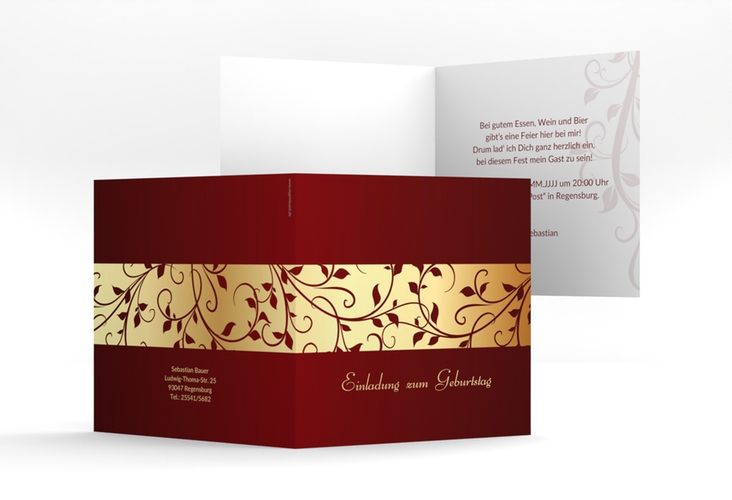 Einladung Geburtstag Hermann/Hermine quadr. Klappkarte gold