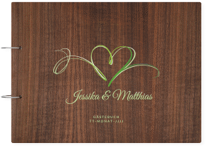 Gästebuch Holzcover Nussbaum Envie Holz-Cover, bedruckt gruen