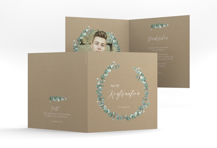 anksagung Konfirmation Sealed quadr. Klappkarte Kraftpapier