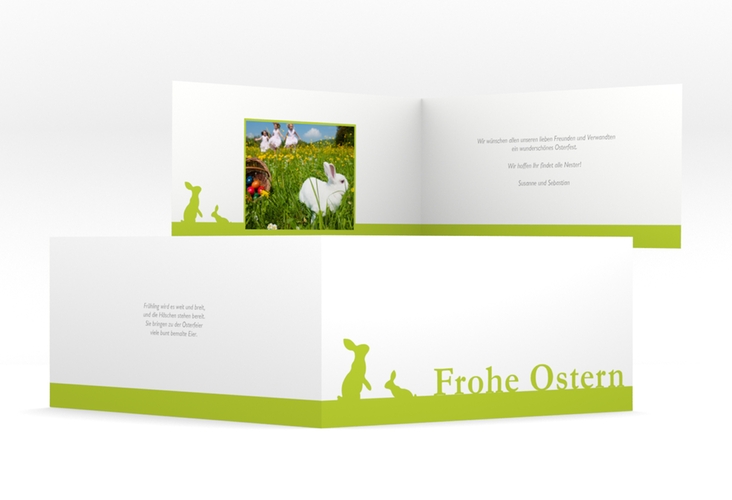 Osterkarte "Hasen" lange Klappkarte quer