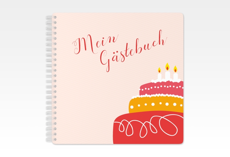 Gästebuch Geburtstag Cake Ringbindung rot