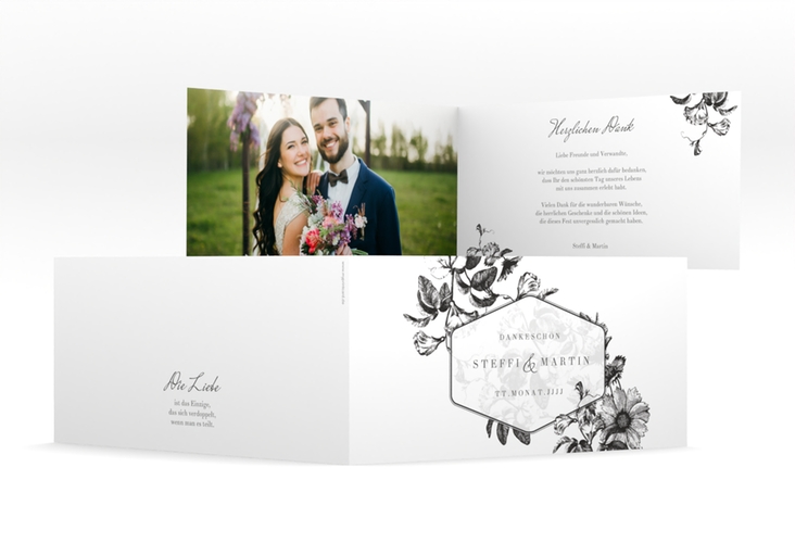 Danksagungskarte Hochzeit Magnificent lange Klappkarte quer