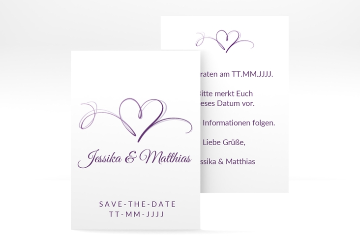 Save the Date-Visitenkarte Envie Visitenkarte hoch lila