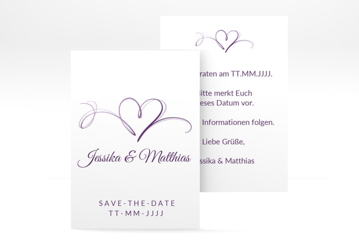 Save the Date-Visitenkarte Envie Visitenkarte hoch lila