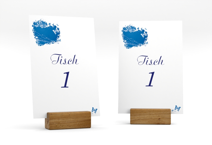 Tischnummer Hochzeit Mailand Tischaufsteller blau