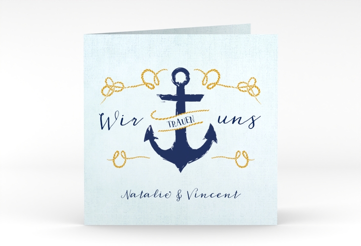 Hochzeitseinladung Anker quadr. Klappkarte