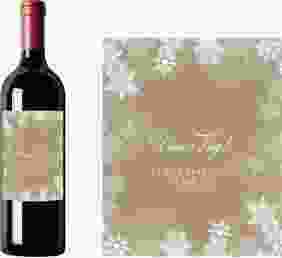 Weinetikett zur Hochzeit Snowfall Etikett Weinflasche 4er Set Kraftpapier mit Schneeflocken für Winterhochzeit