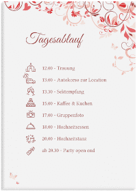 Klick: Details zu Tagesablauf Leinwand Hochzeit "Lilly" anzeigen Tagesablauf Leinwand Hochzeit "Lilly" 50 x 70 cm Leinwand pink
