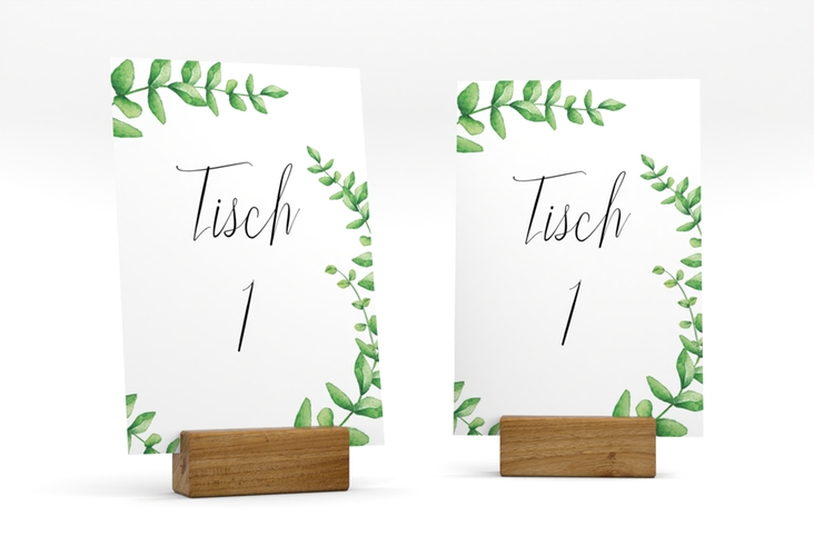 Tischnummer Hochzeit Botanic Tischaufsteller weiss