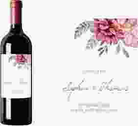 Weinetikett zur Hochzeit "Blooming" Etikett Weinflasche 4er Set weiss