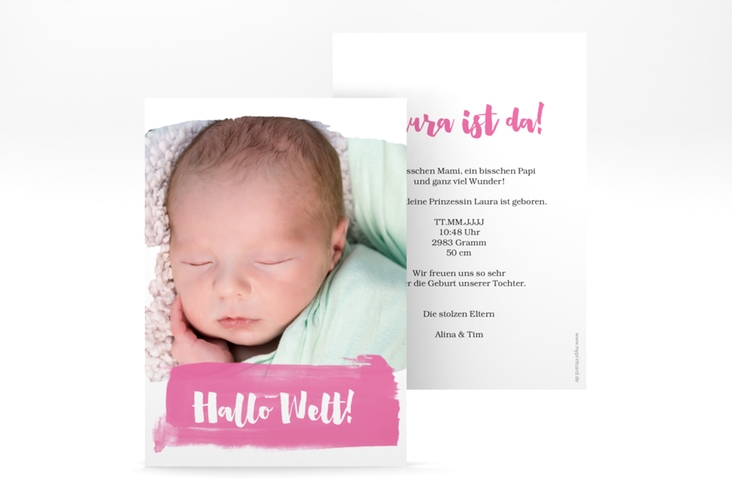 Geburtskarte Artwork A6 Karte hoch pink