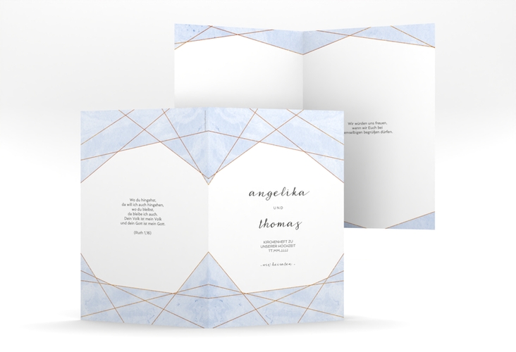 Kirchenheft Hochzeit Asymmetry A5 Klappkarte hoch blau hochglanz