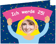Einladung Geburtstag Comic Woman A6 Klappkarte quer blau