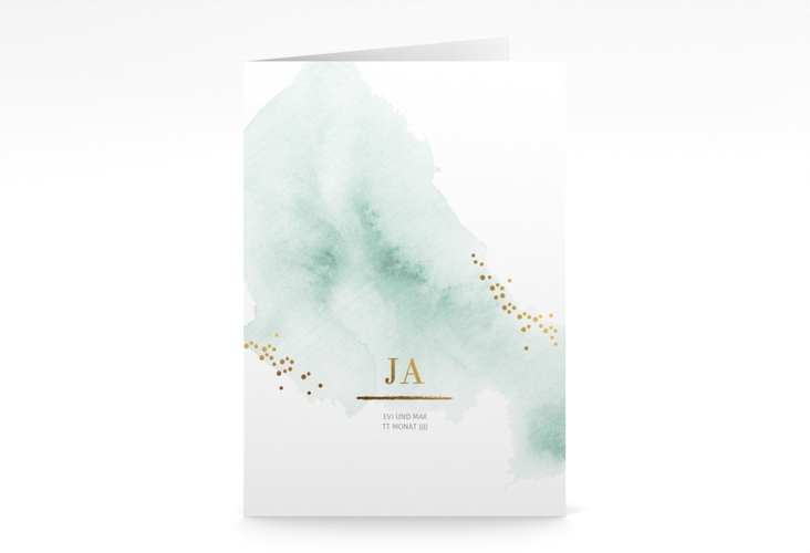 Kirchenheft Hochzeit Pastell A5 Klappkarte hoch mint hochglanz