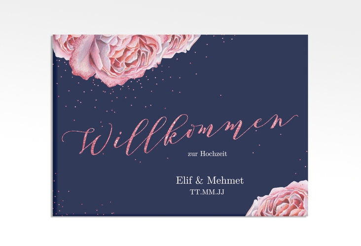 Willkommensschild Leinwand Cherie 70 x 50 cm Leinwand rosa